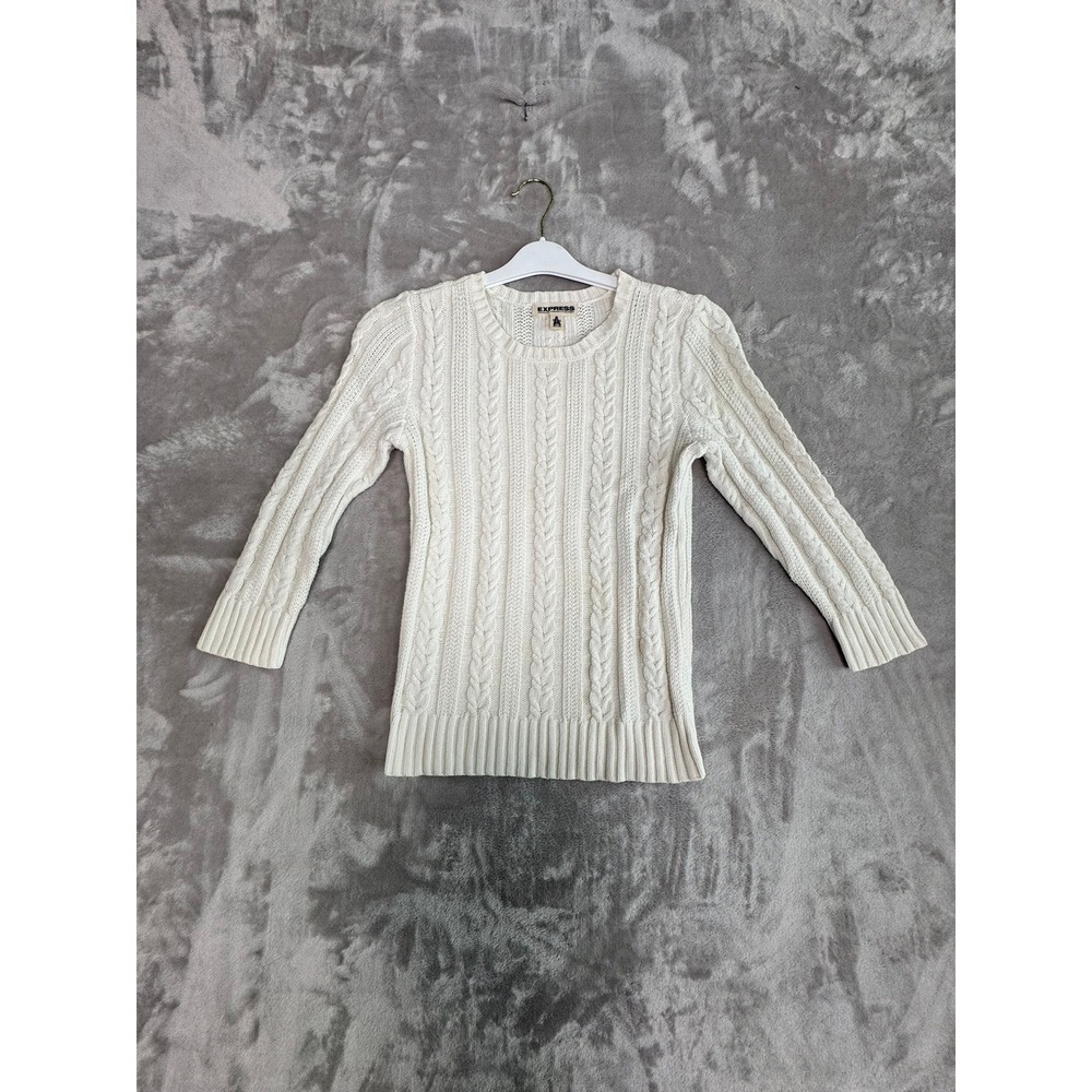 EXPRESS Kids Cream‎ Cable Knit Long Sleeve Sweater Size M